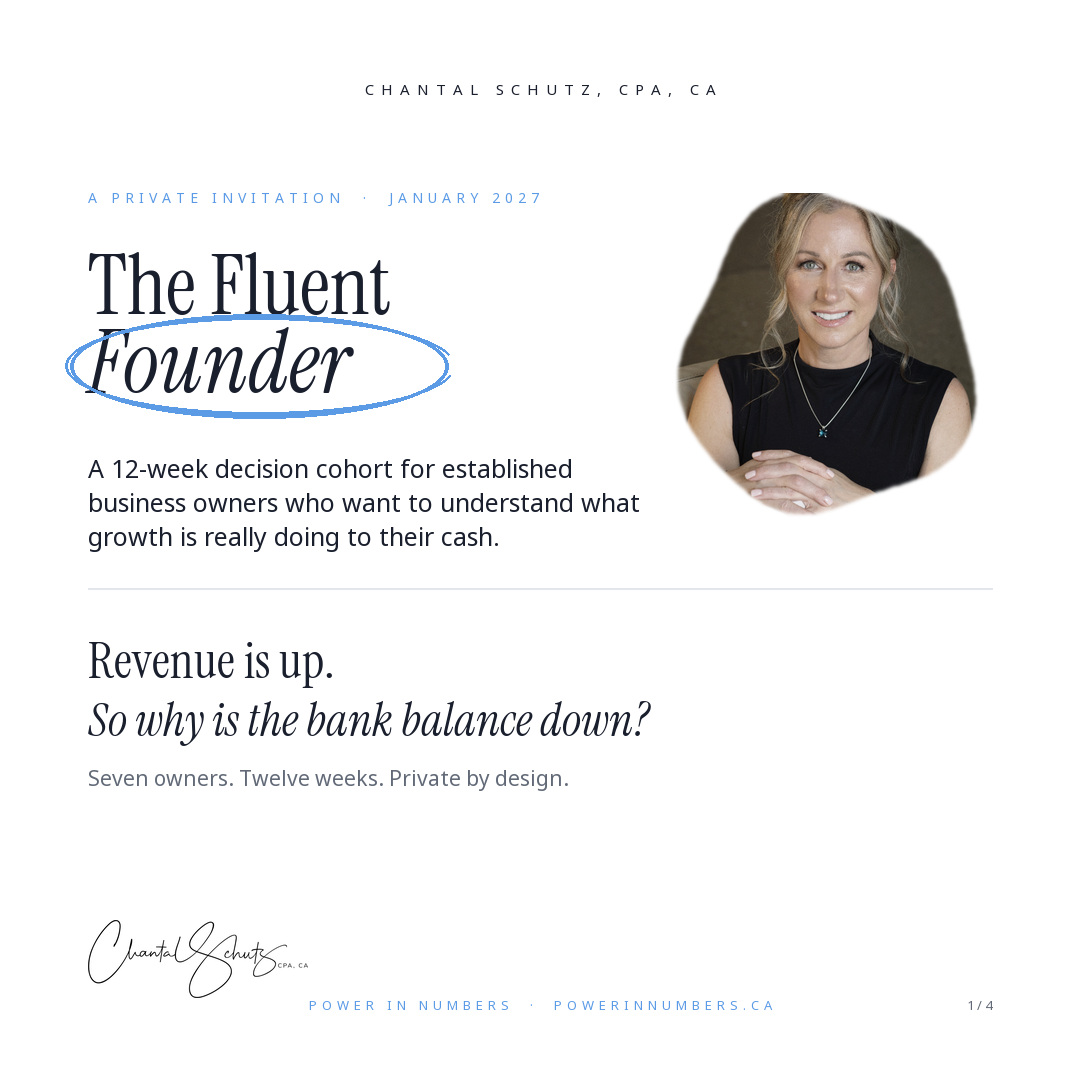 The Fluent Founder launch artwork, featuring Chantal and the question: Revenue is up. So why is the bank balance down?